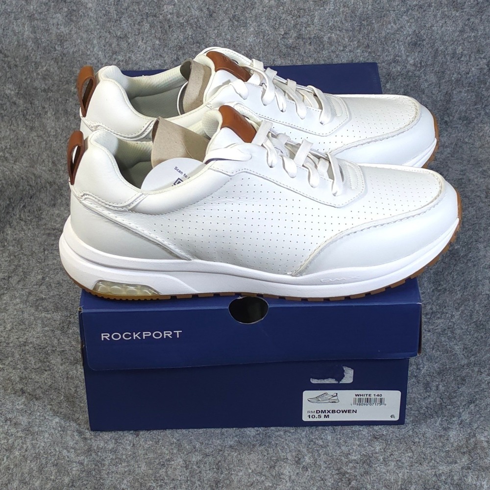 Rockport Bowen Mens White Leather Sneakers Reebok DMX Technology size‎ 7.5 NEW